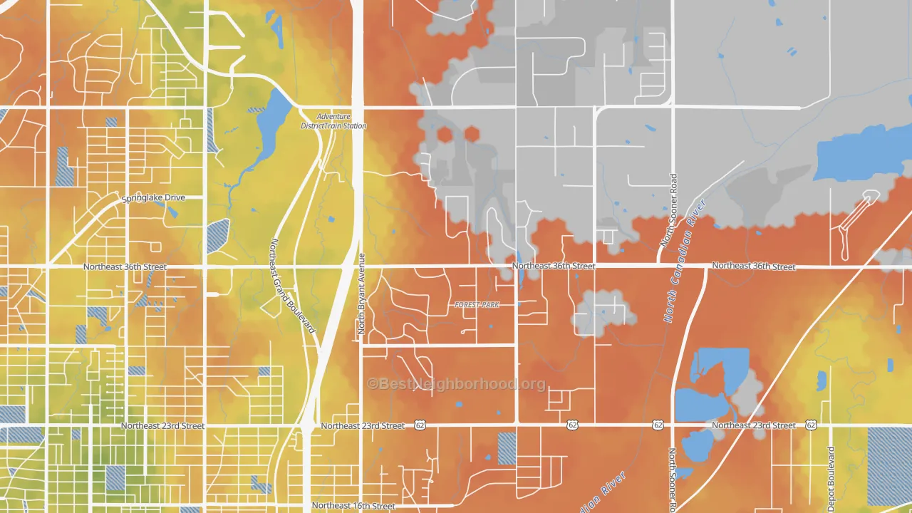 Bike Grade map of Forest Park, OK