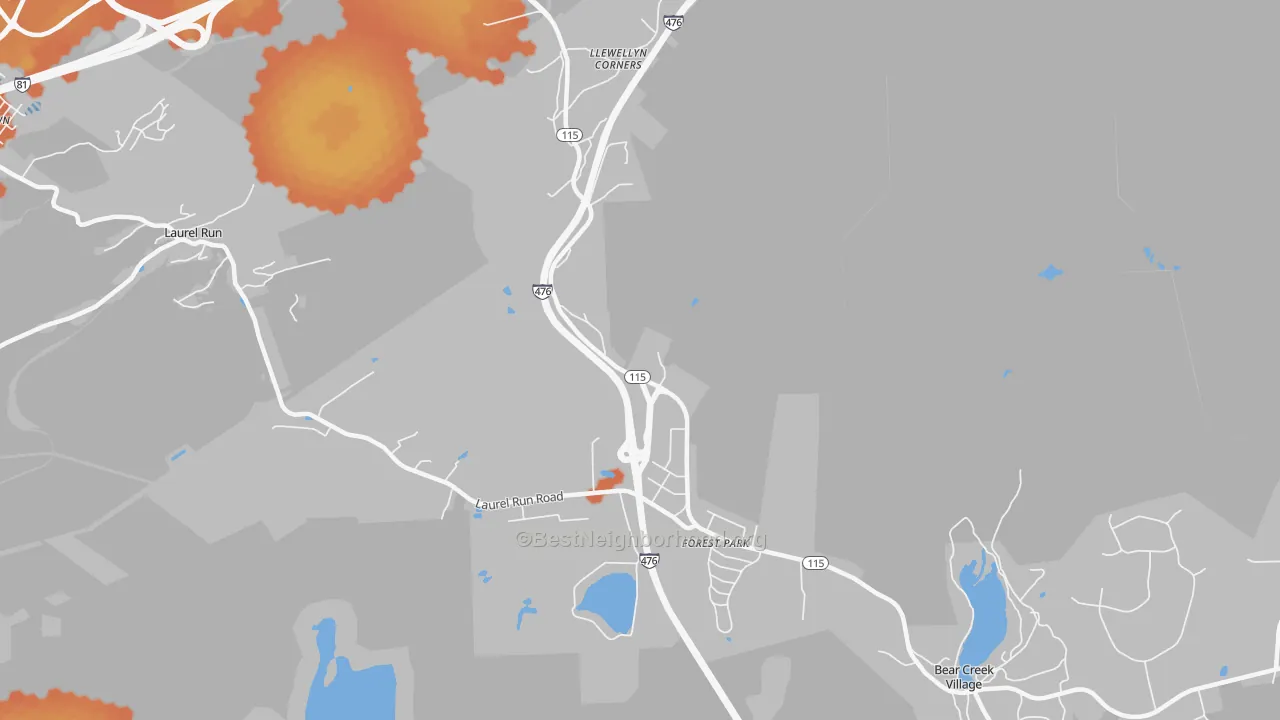 Bike Grade map of Forest Park, PA