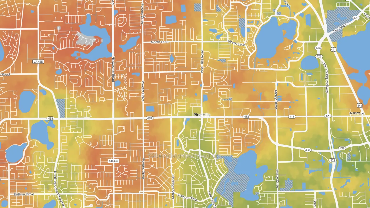 Bike Grade map of Forest Park, Pine Hills, FL