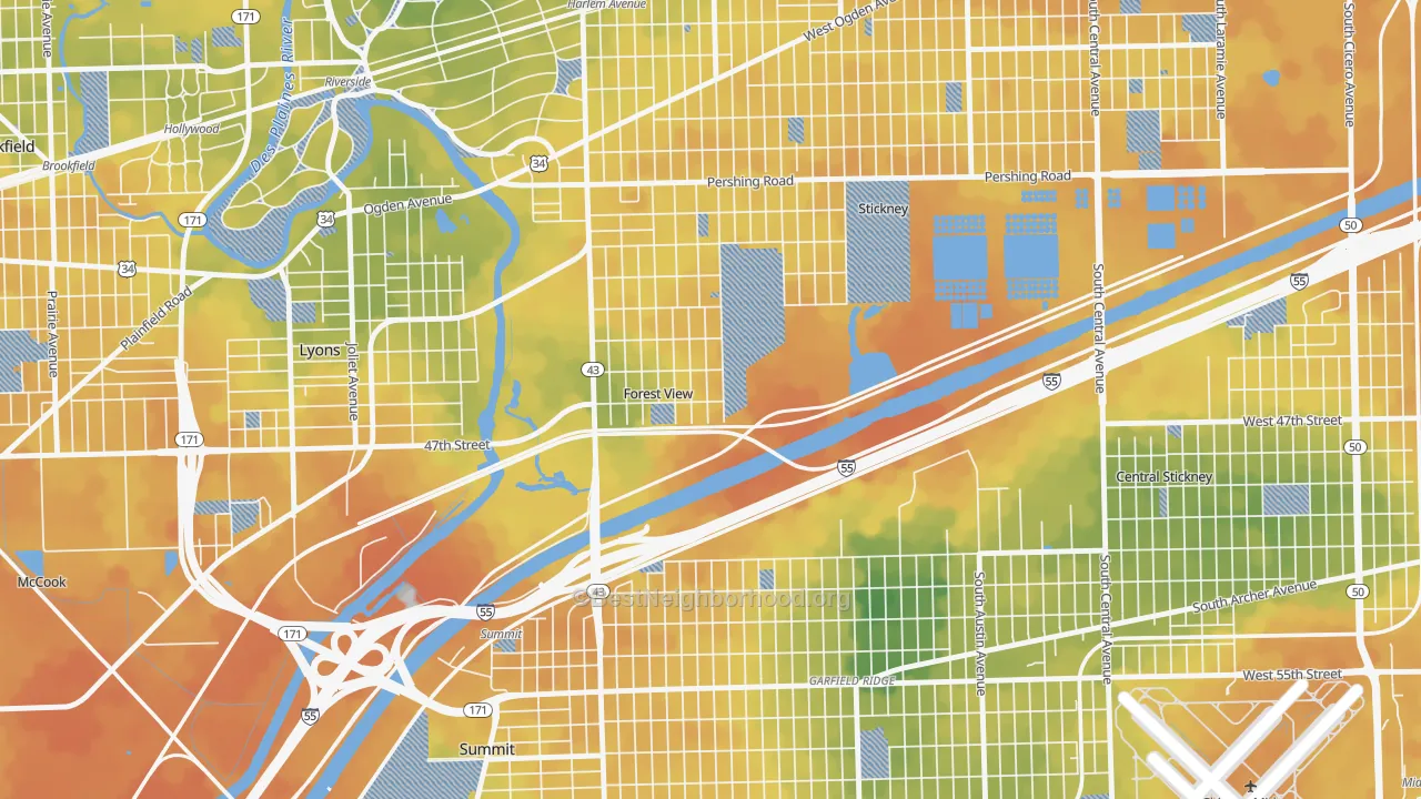 Bike Grade map of Forest View, IL