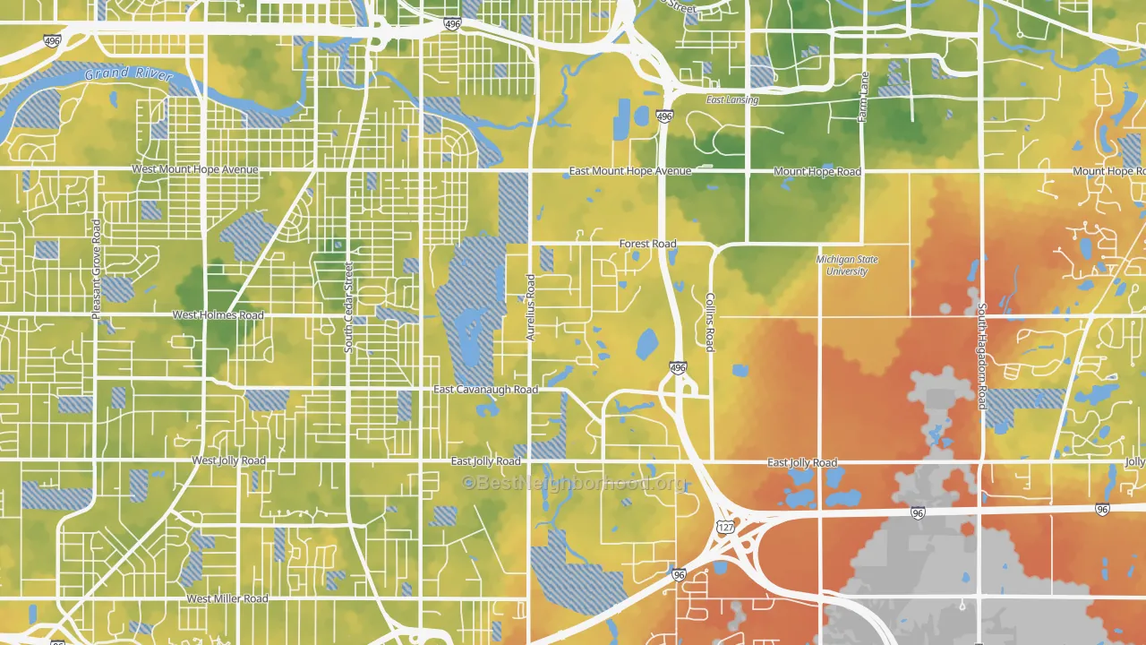 Bike Grade map of Forest View, Lansing, MI