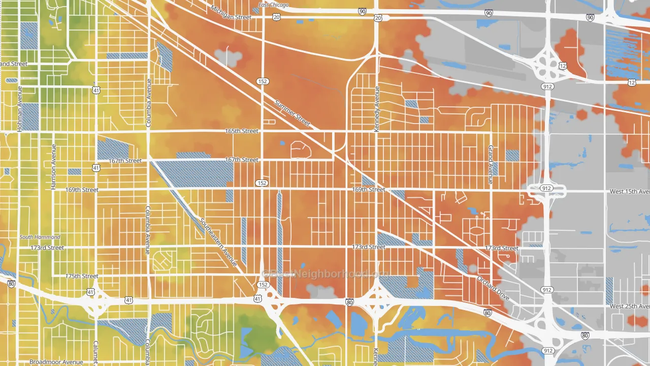 Bike Grade map of Forestdale, Hammond, IN
