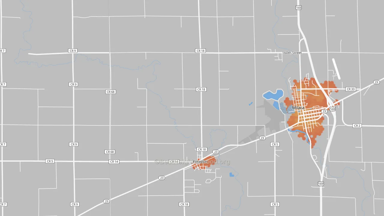 Bike Grade map of Foreston, MN