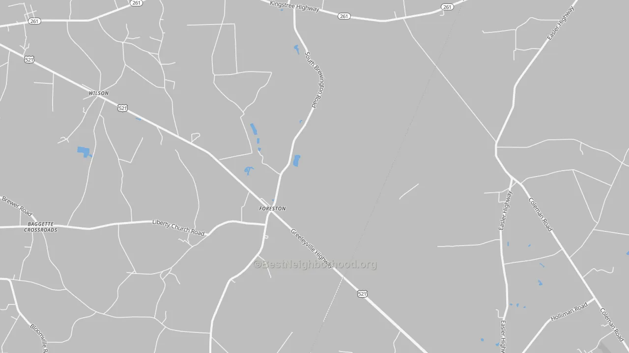 Bike Grade map of Foreston, SC