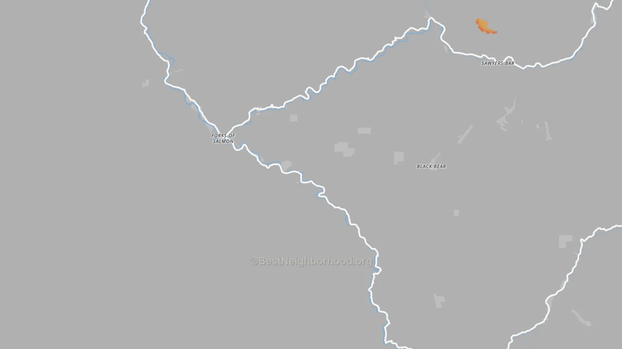 Bike Grade map of Forks Of Salmon, CA