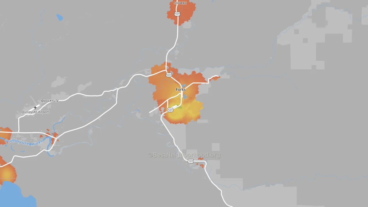 Bike Grade map of Forks, WA