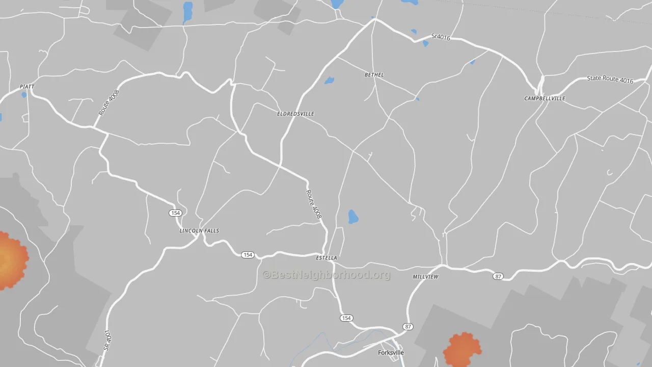 Bike Grade map of Forksville, PA