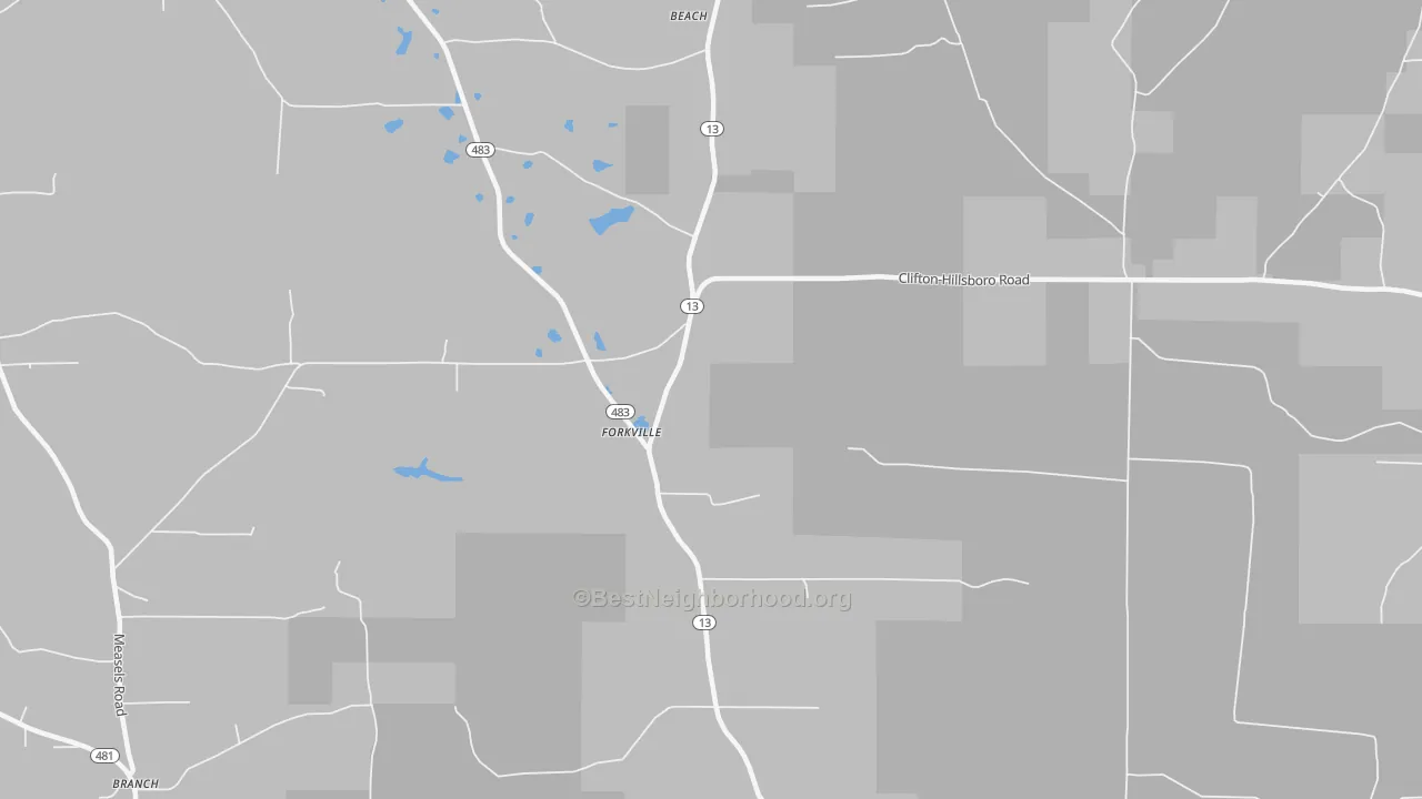 Bike Grade map of Forkville, MS