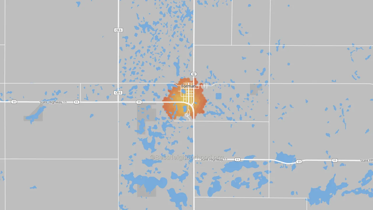 Bike Grade map of Forman, ND
