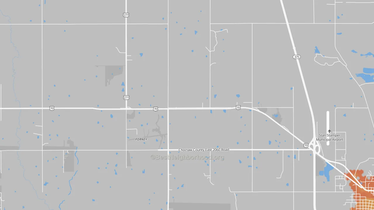 Bike Grade map of Forney, OK