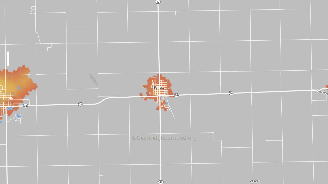 Bike Grade map of Forrest, IL