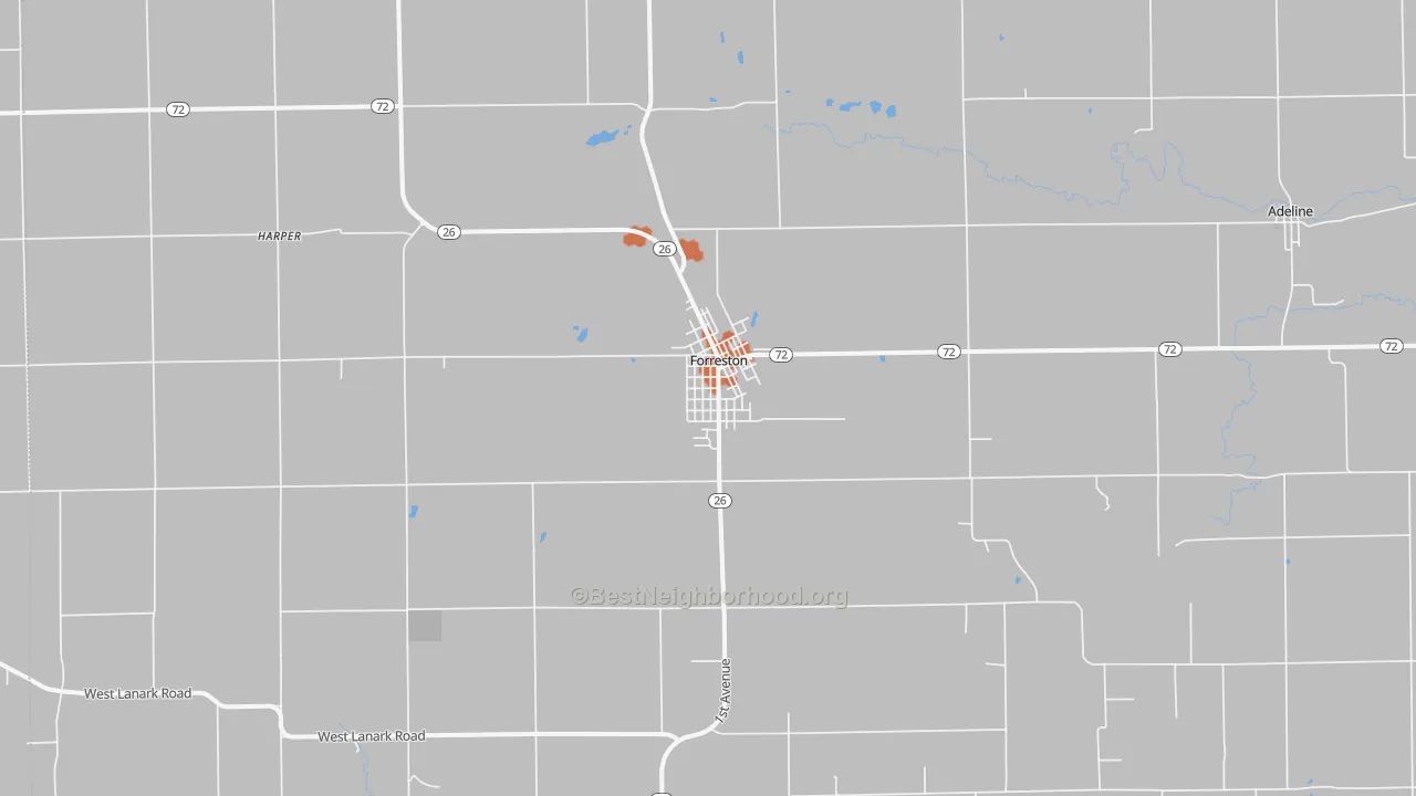Bike Grade map of Forreston, IL