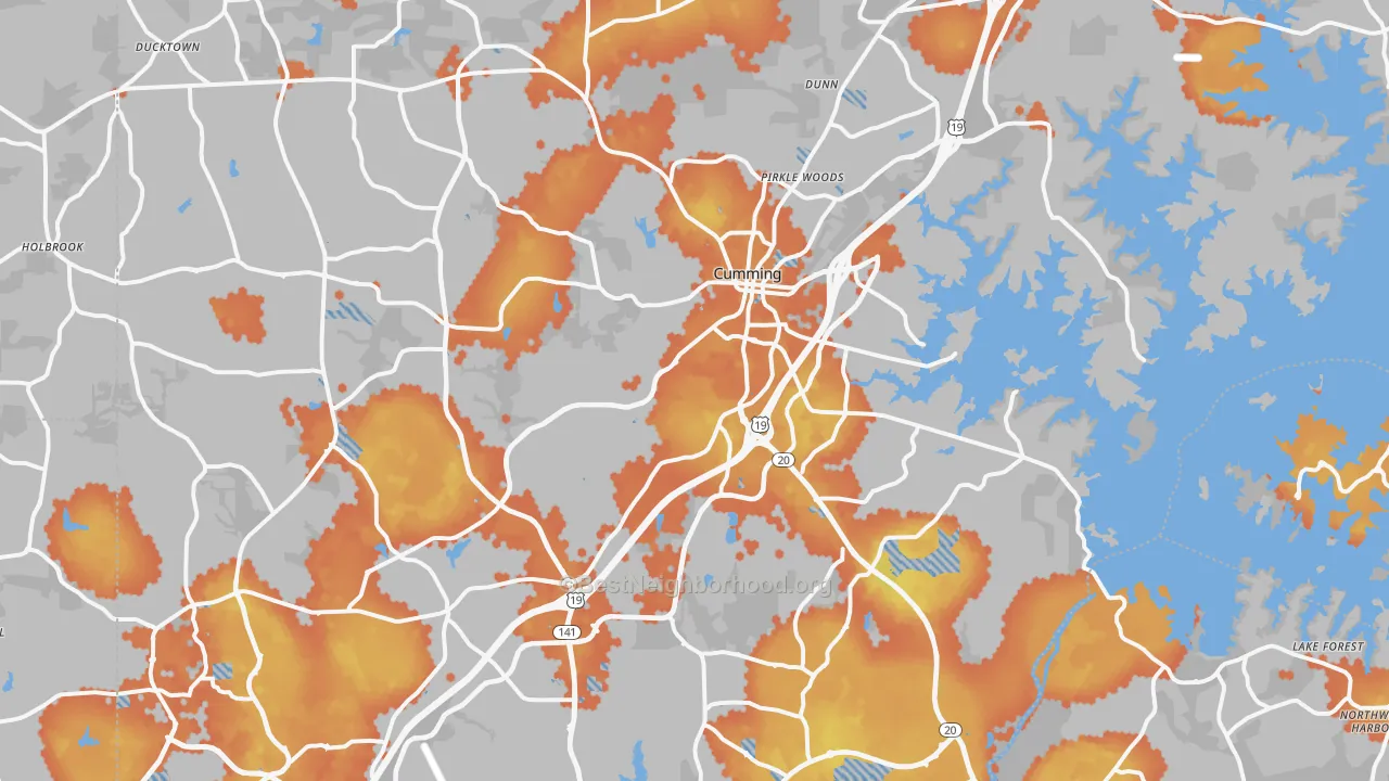 Bike Grade map of Forsyth County, GA