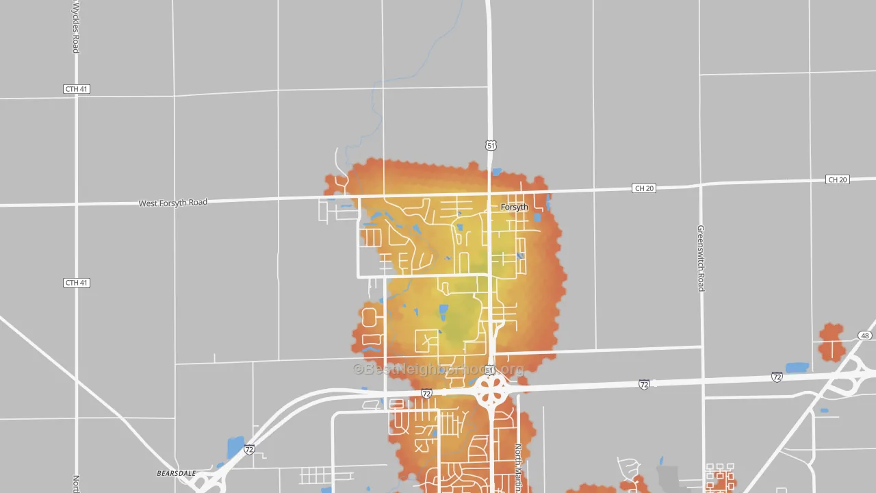 Bike Grade map of Forsyth, IL