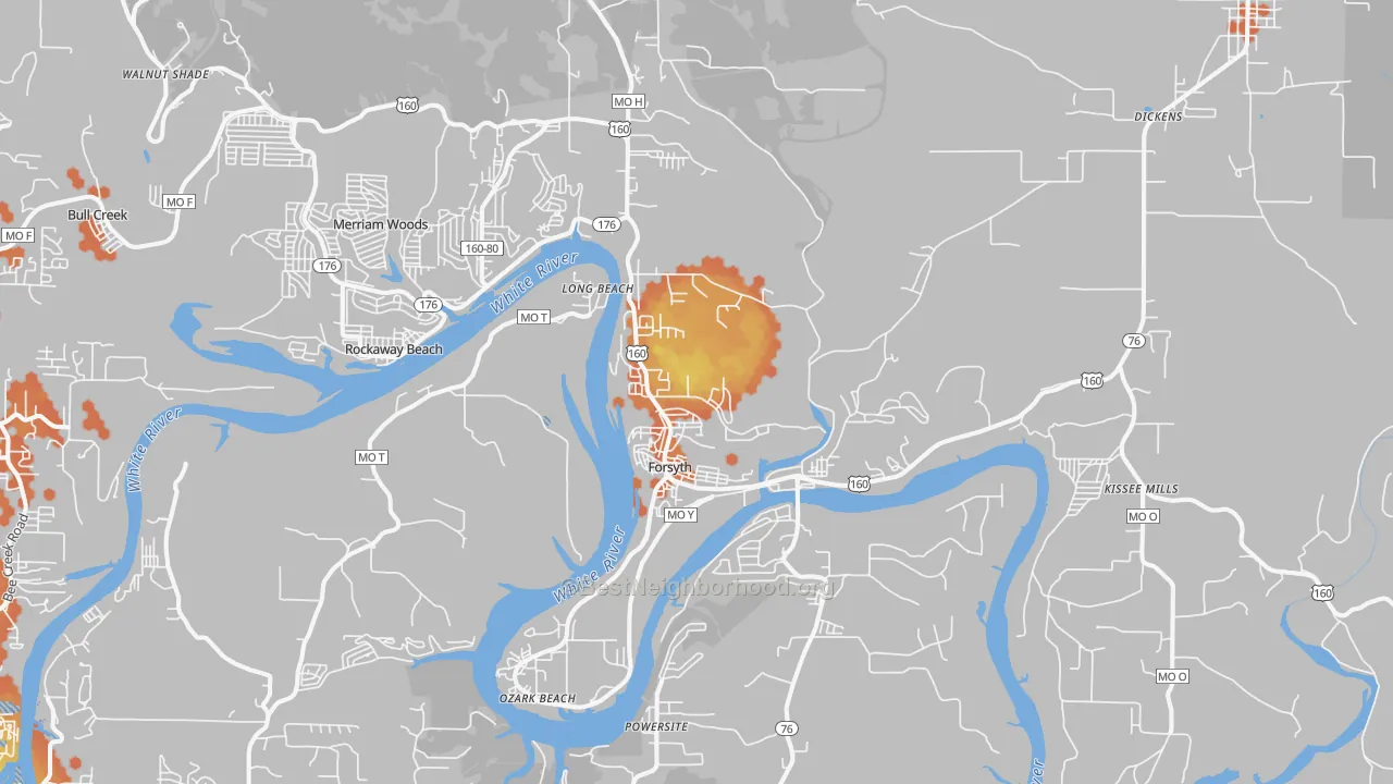 Bike Grade map of Forsyth, MO