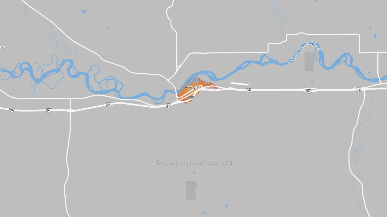 Bike Grade map of Forsyth, MT