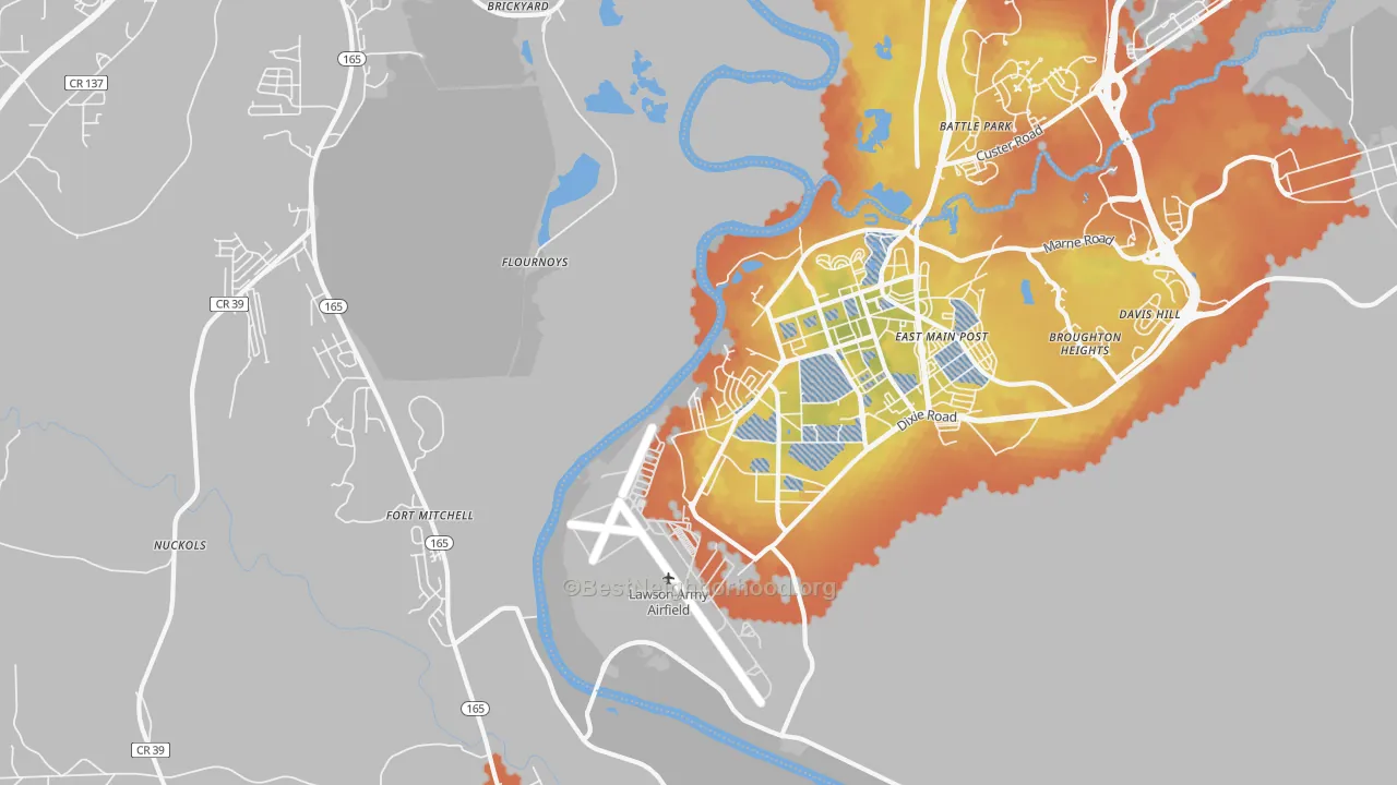 Bike Grade map of Fort Benning South, GA