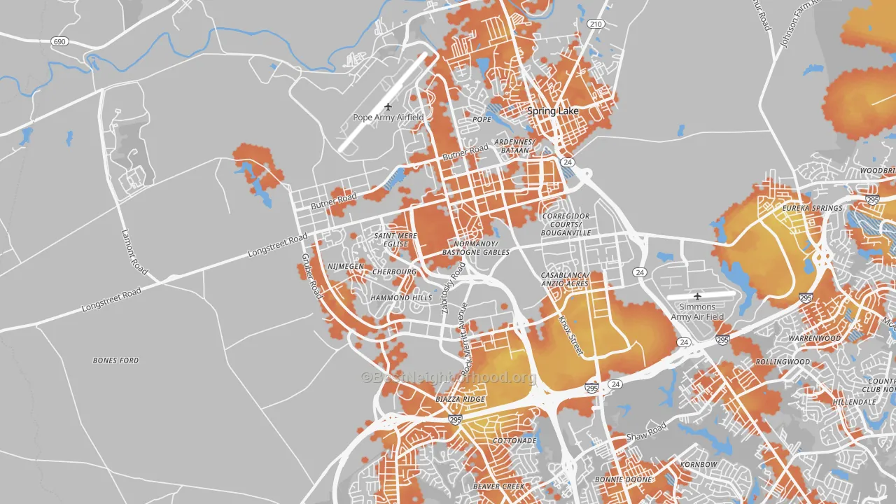 Bike Grade map of Fort Bragg, NC