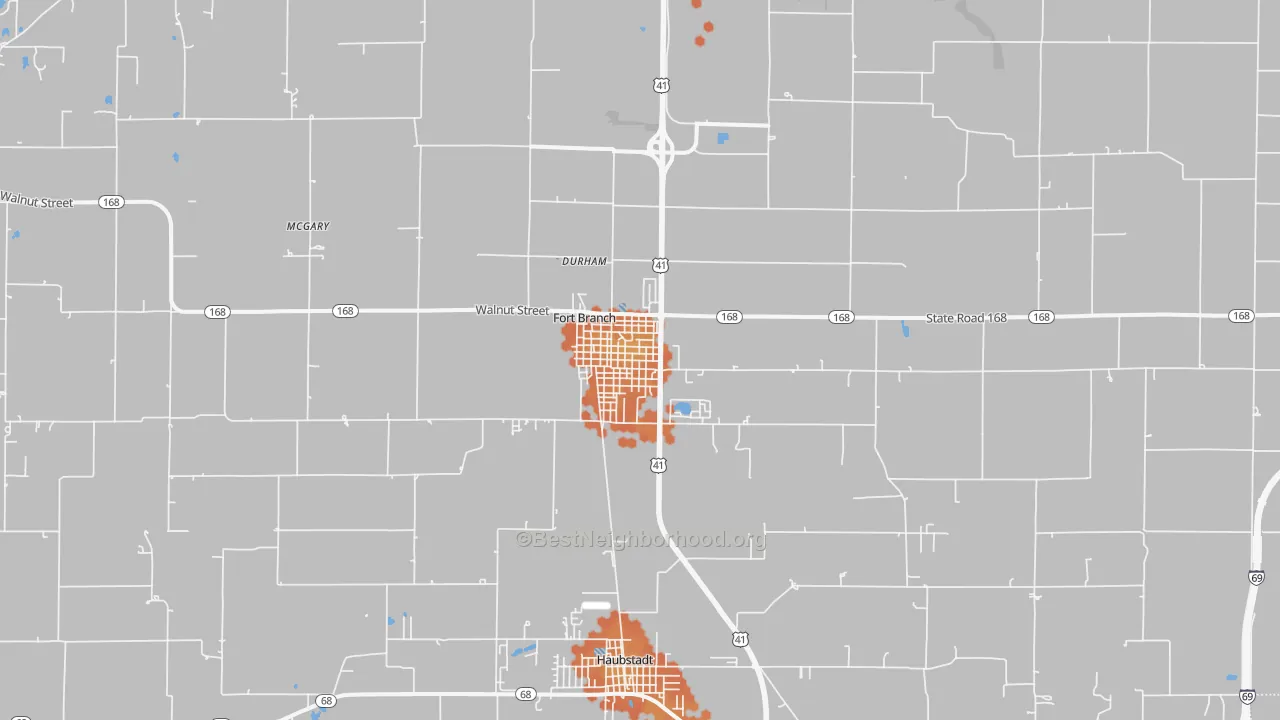 Bike Grade map of Fort Branch, IN