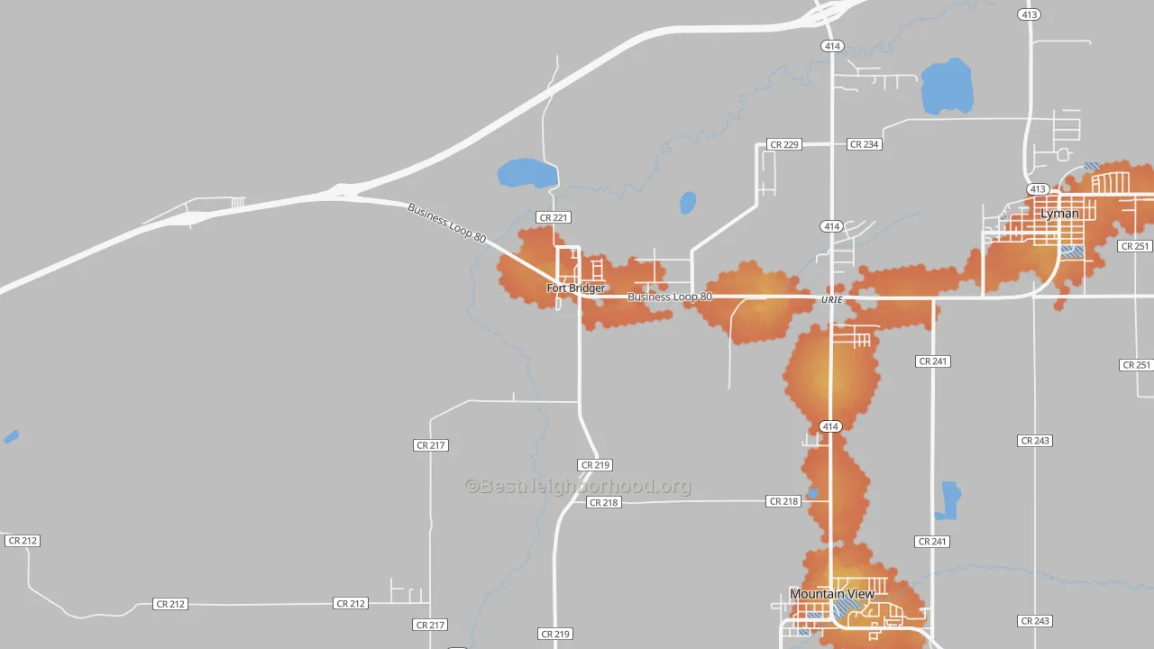 Bike Grade map of Fort Bridger, WY