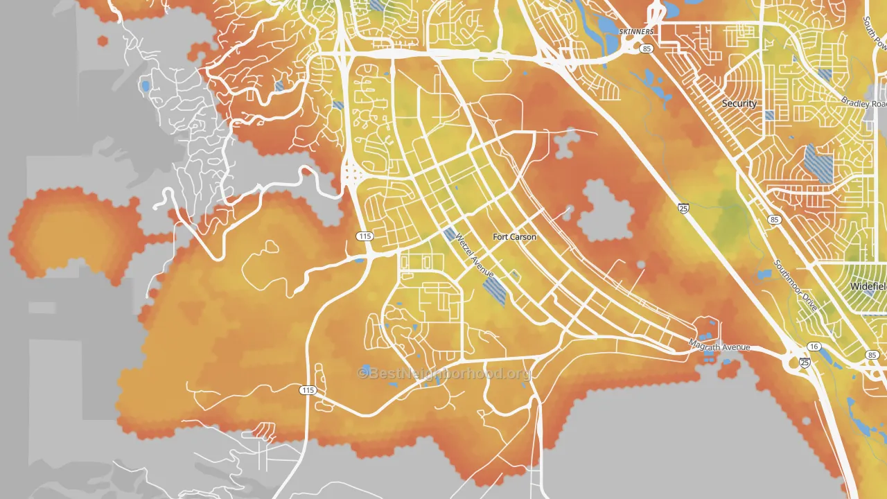 Bike Grade map of Fort Carson, CO
