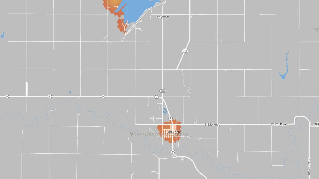 Bike Grade map of Fort Cobb, OK
