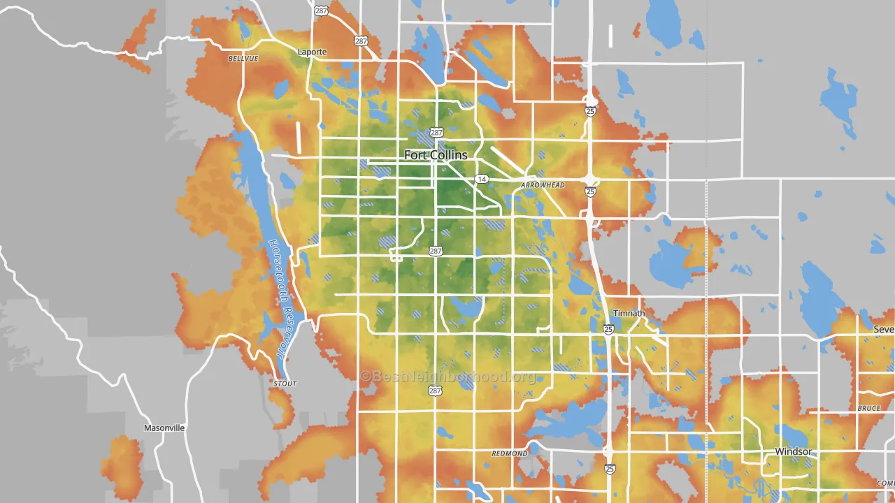 Bike Grade map of Fort Collins, CO
