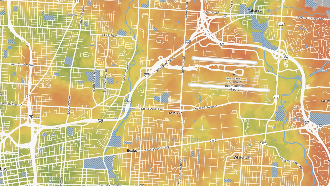 Bike Grade map of Fort Columbus Airport, Columbus, OH