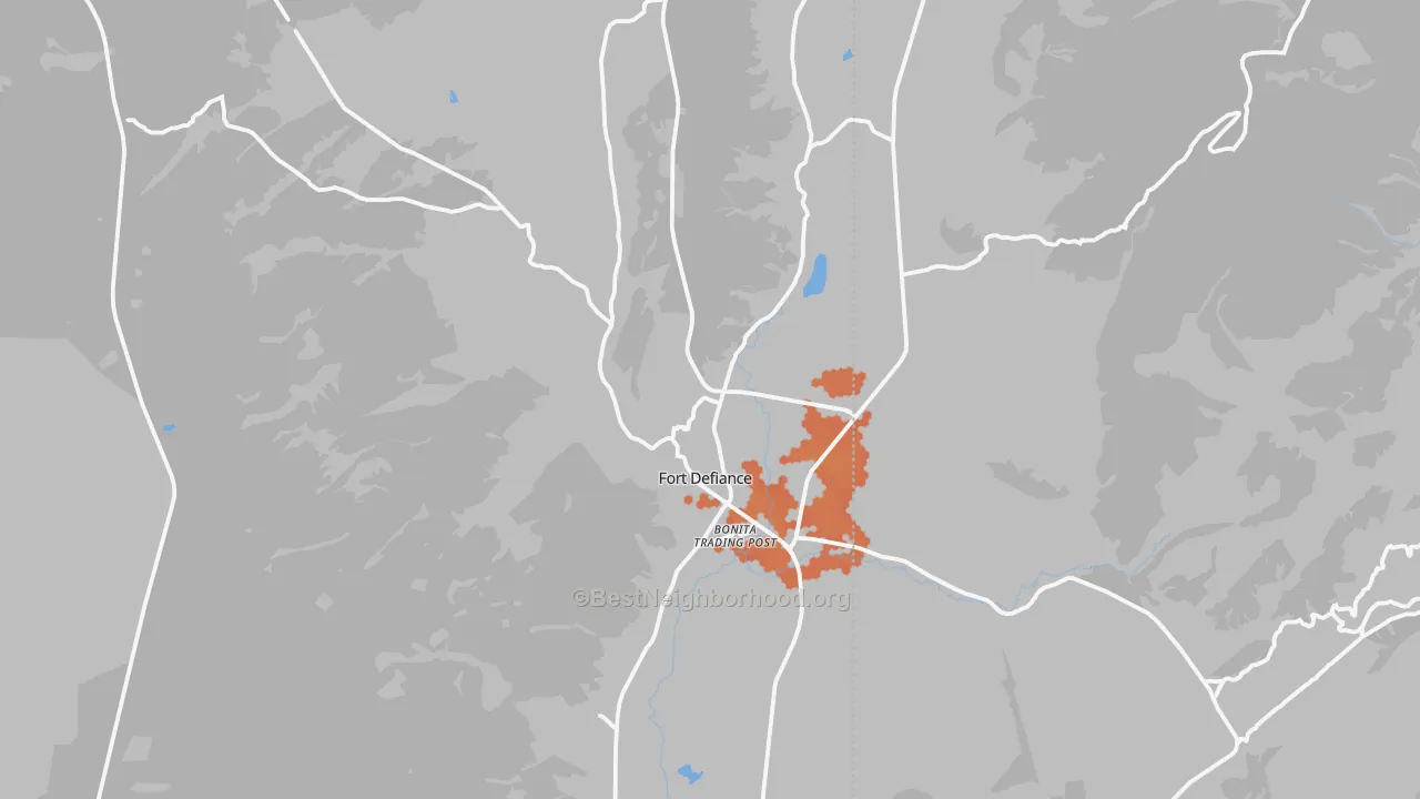 Bike Grade map of Fort Defiance, AZ