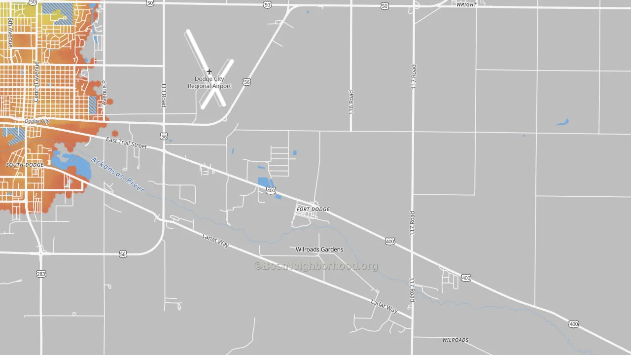 Bike Grade map of Fort Dodge, KS