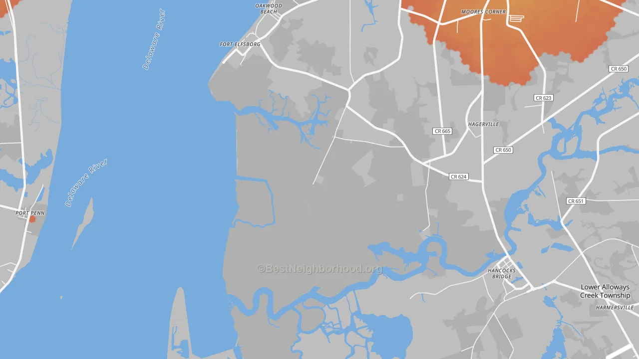 Bike Grade map of Fort Elfsborg, NJ