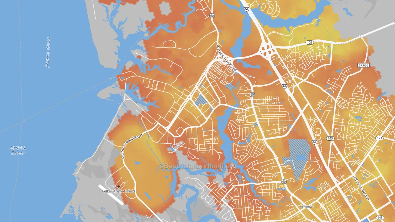 Bike Grade map of Fort Eustis, VA