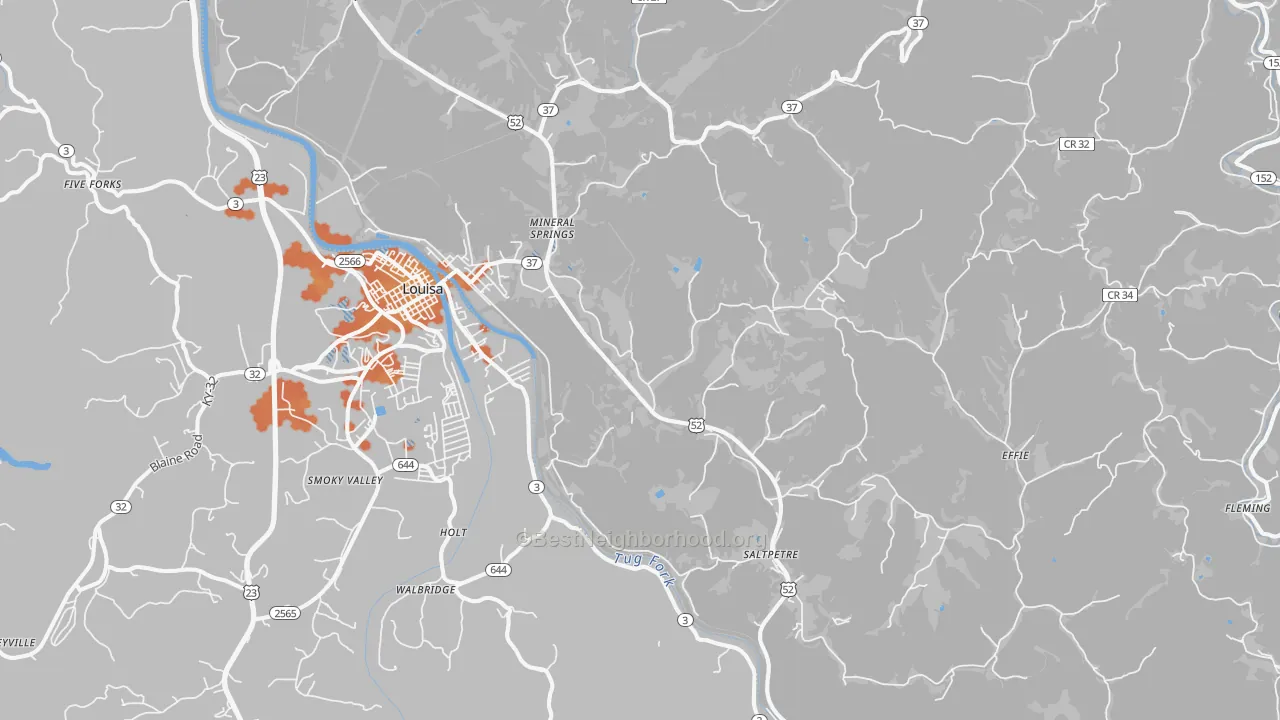 Bike Grade map of Fort Gay, WV