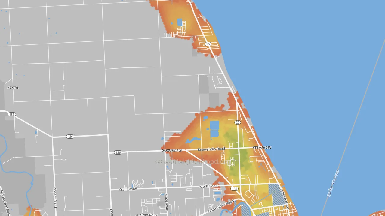 Bike Grade map of Fort Gratiot, MI