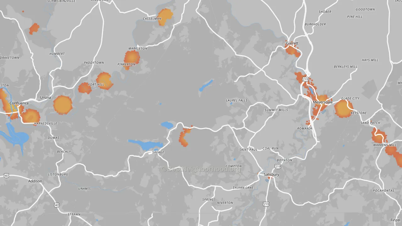 Bike Grade map of Fort Hill, PA