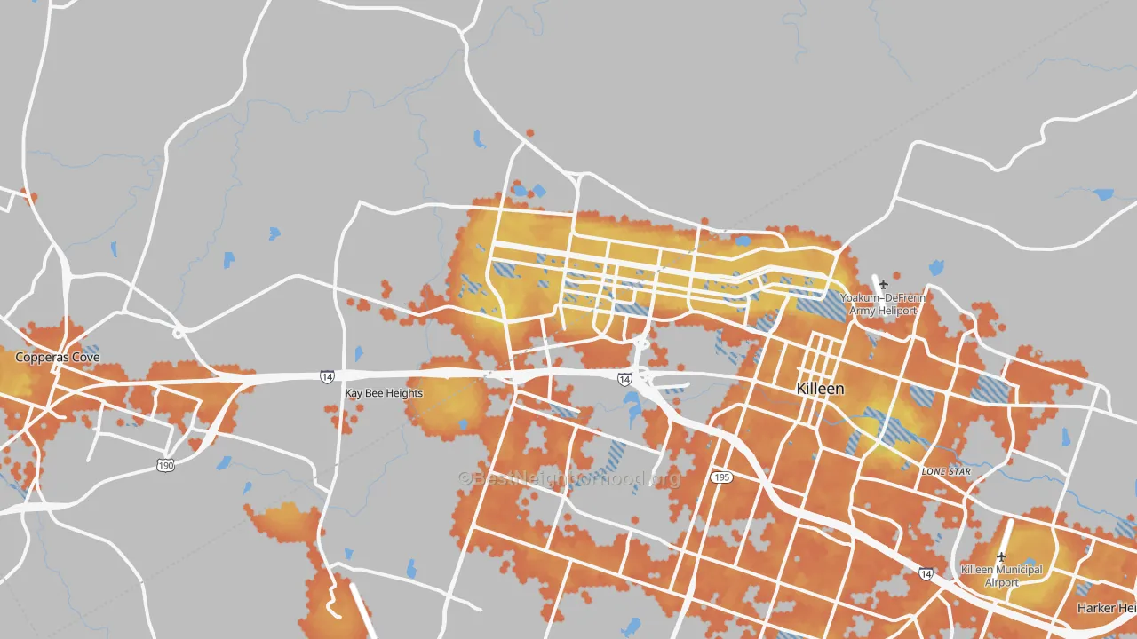 Bike Grade map of Fort Hood, TX