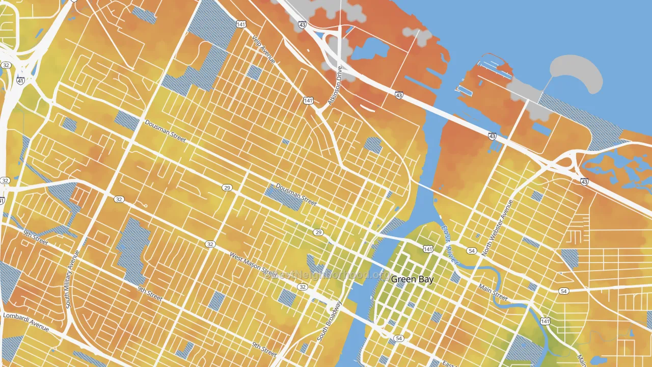 Bike Grade map of Fort Howard, Green Bay, WI