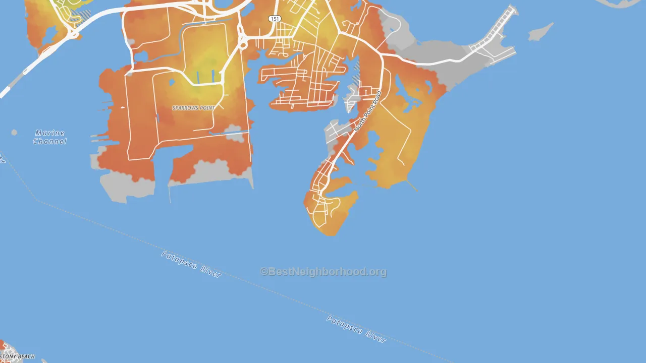 Bike Grade map of Fort Howard, MD