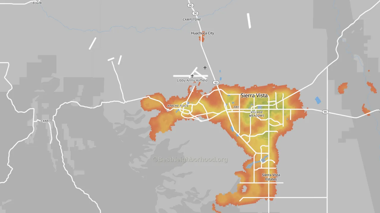 Bike Grade map of Fort Huachuca, AZ