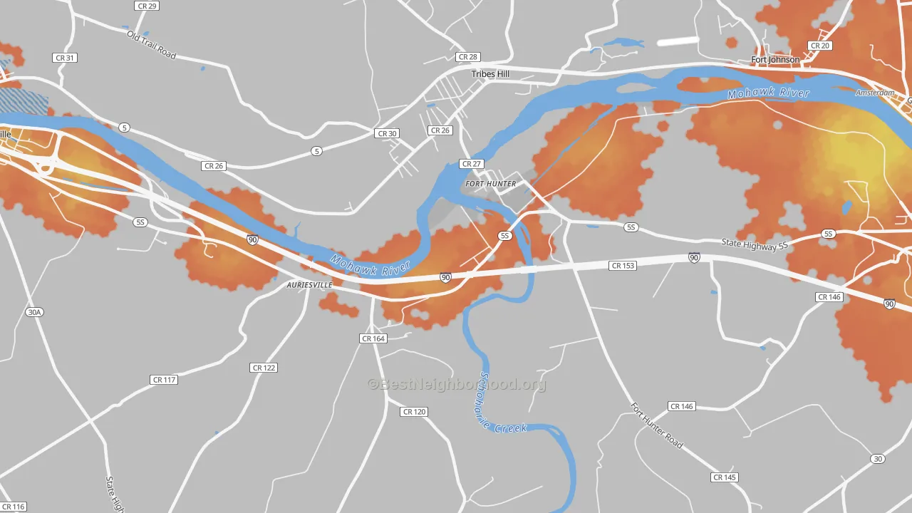 Bike Grade map of Fort Hunter, NY