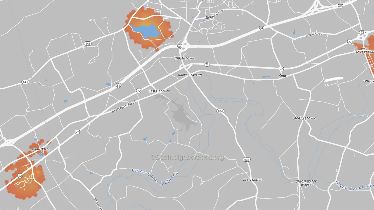 Bike Grade map of Fort Indiantown Gap, PA