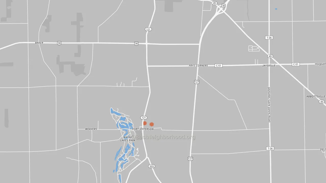 Bike Grade map of Fort Jefferson, OH