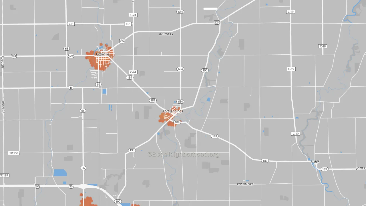 Bike Grade map of Fort Jennings, OH