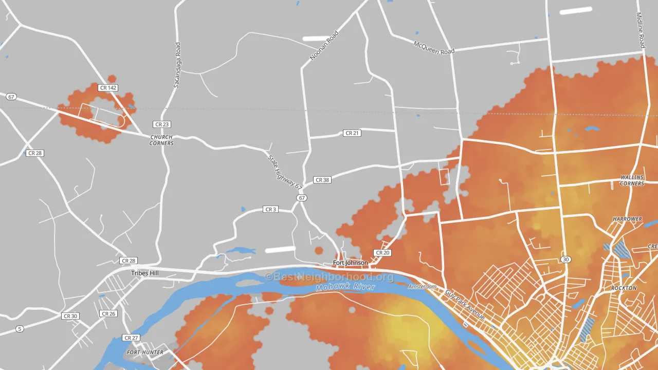 Bike Grade map of Fort Johnson, NY