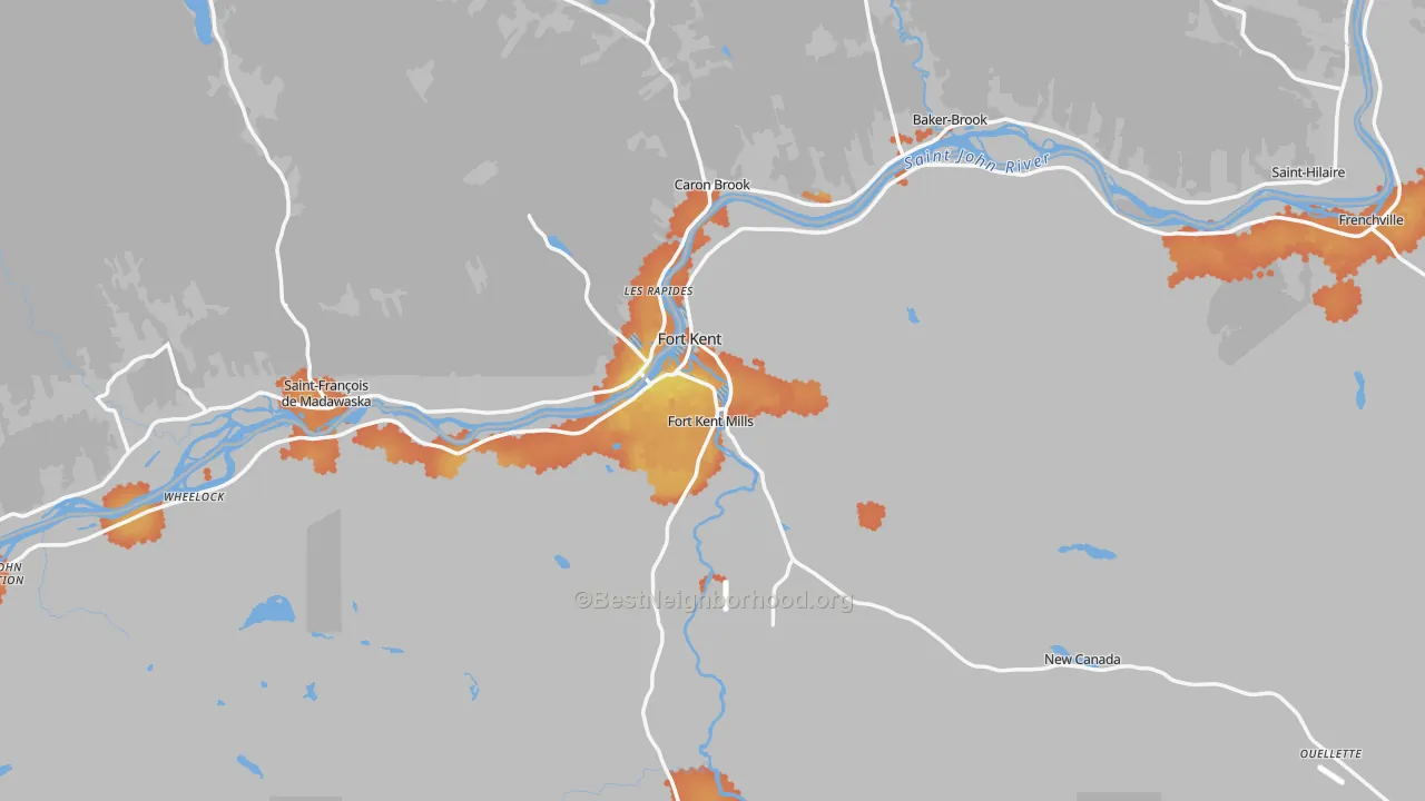 Bike Grade map of Fort Kent, ME