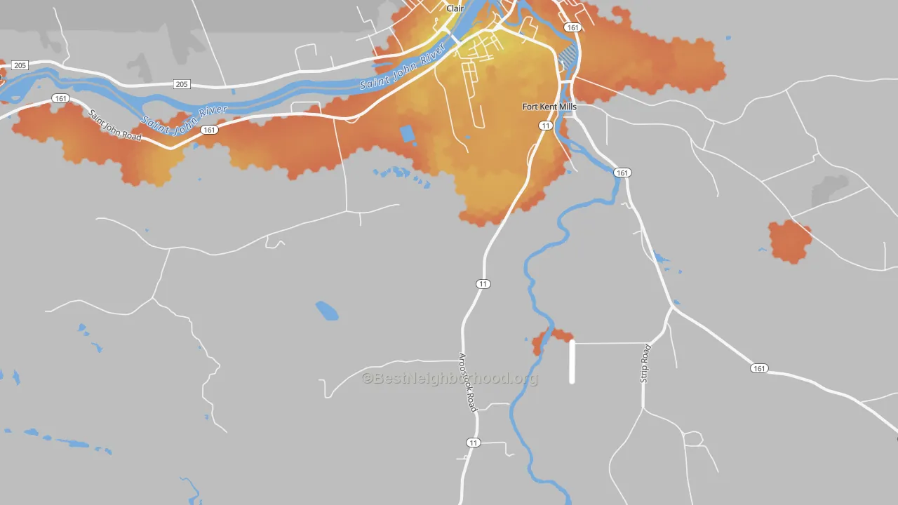 Bike Grade map of Fort Kent Village, ME