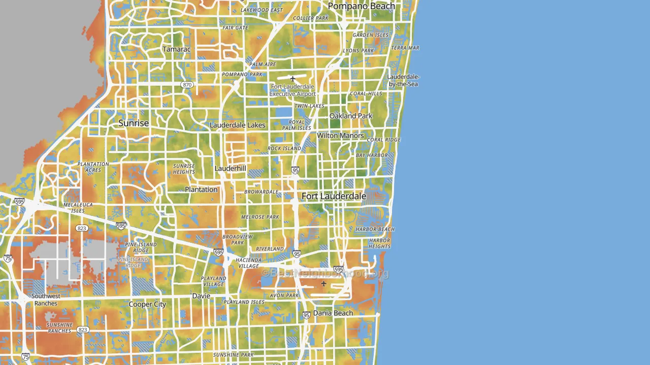 Bike Grade map of Fort Lauderdale, FL