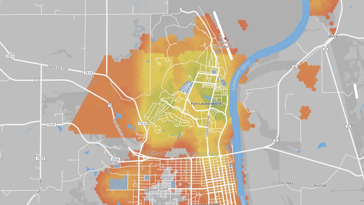 Bike Grade map of Fort Leavenworth, KS