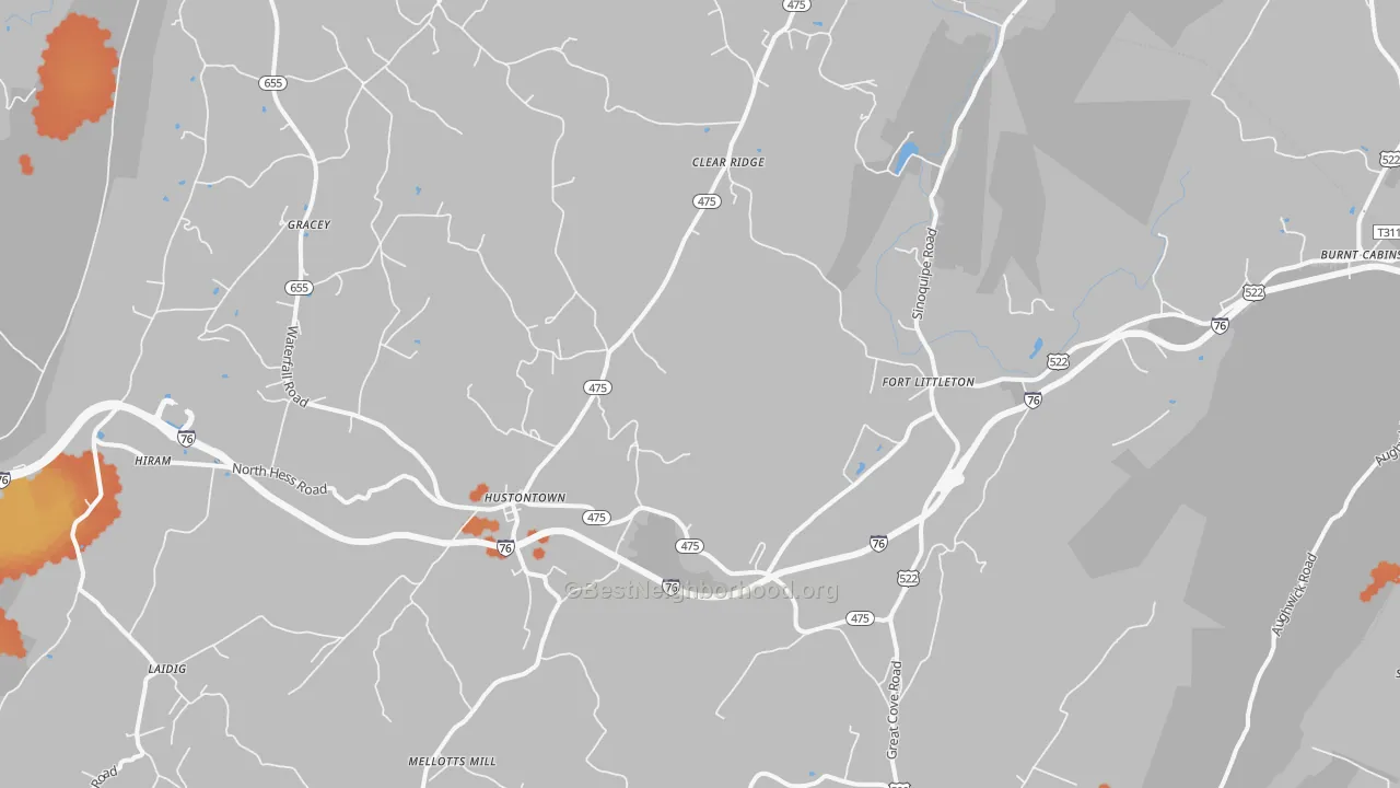 Bike Grade map of Fort Littleton, PA