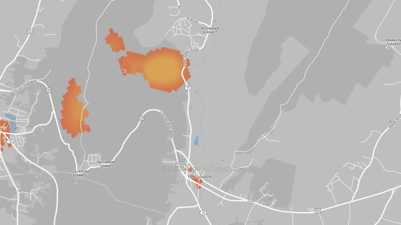 Bike Grade map of Fort Loudon, PA